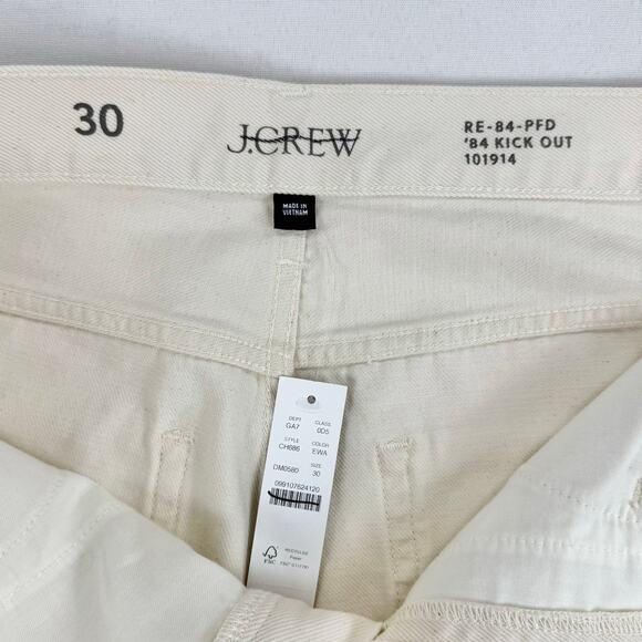 J Crew Women's Mid Rise Relaxed Kickout Jean Size 30 Ecru Beige Cropped - Picture 5 of 16